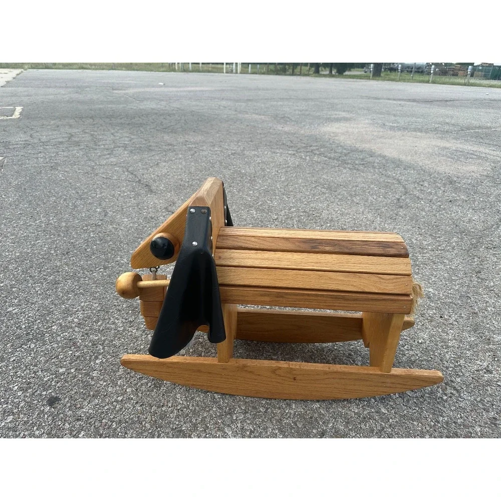 Vintage Handmade Artisan Wood Child's Rocking Elephant with Articulated Trunk